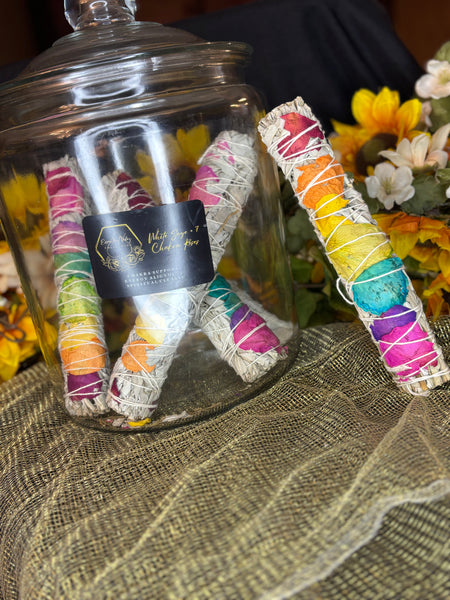 White Sage + 7 Chakra Roses | Smudge Stick